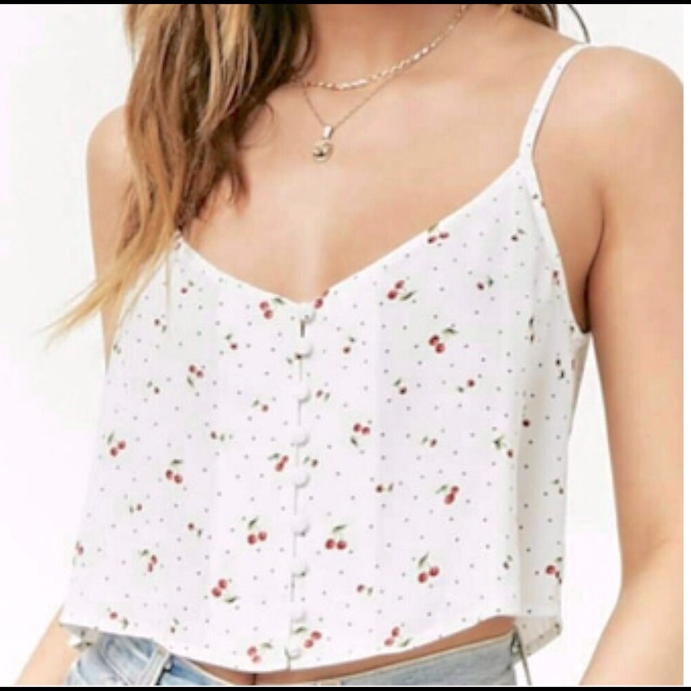 Cherry Print Cropped Cami